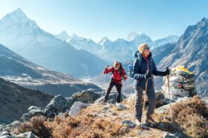 Couple following Everest Base Camp Trek in Nepal