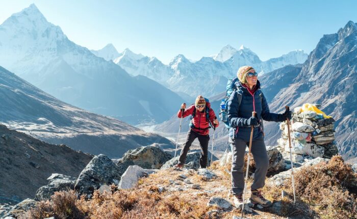 Couple following Everest Base Camp Trek in Nepal