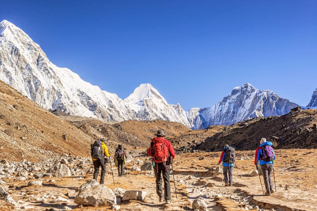 Trekkers on their way to Everest Base Camp