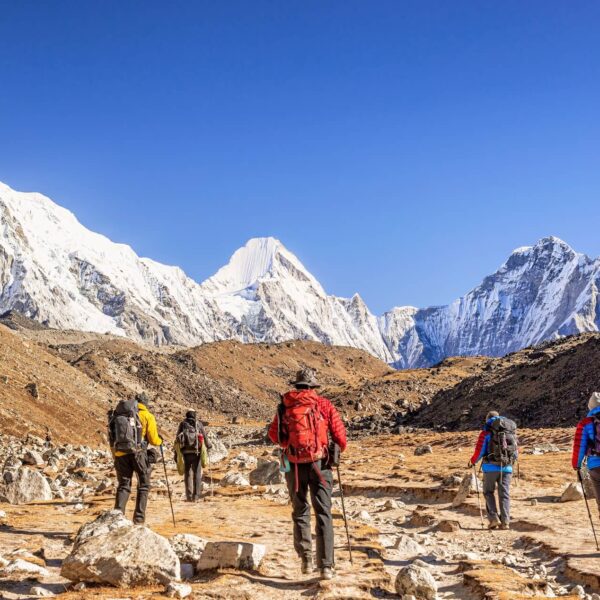 Trekkers on their way to Everest Base Camp