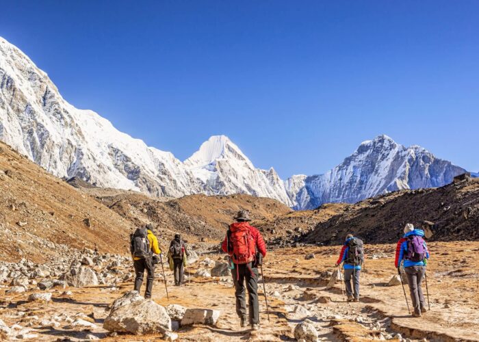 Trekkers on their way to Everest Base Camp