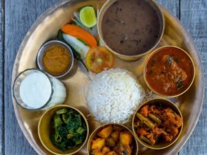 Traditional Nepalese food during Nepal highlights tour