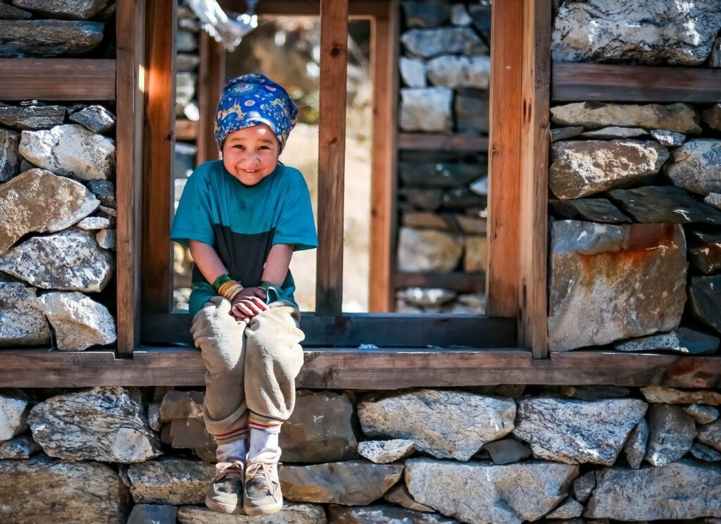 Manaslu Nepal Girl in Window