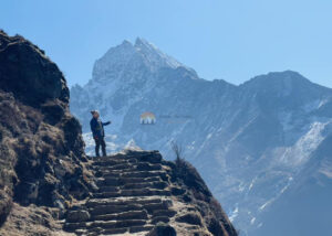 Man standing on the way of Namche