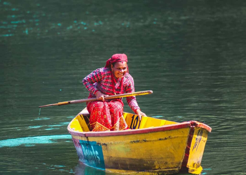 Woman Boating on Begnas Lake