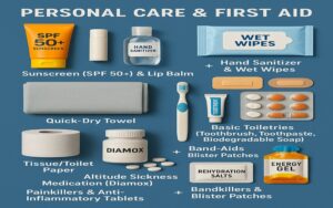 Essential personal care and first aid kit for everest base camp trek