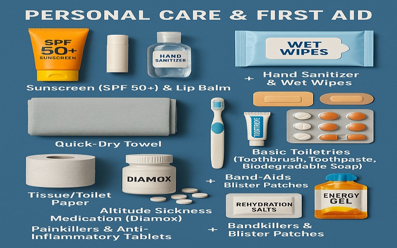 Essential personal care and first aid kit for everest base camp trek