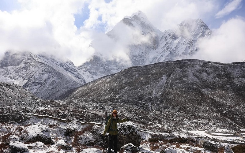 trekker in everest